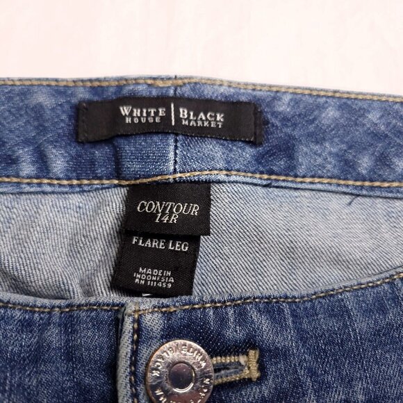 White House Black Market Womens Flare Leg Contour Jeans 14 Medium Wash Mid Rise - Picture 8 of 9